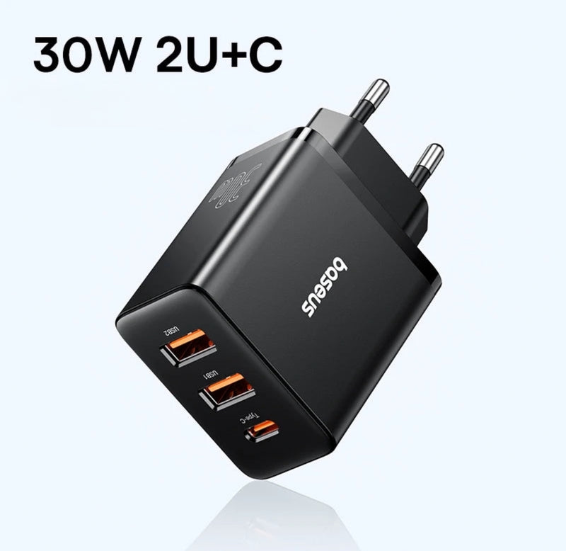 Carregador BASEUS 30W, Carregamento Rápido Para Celulares