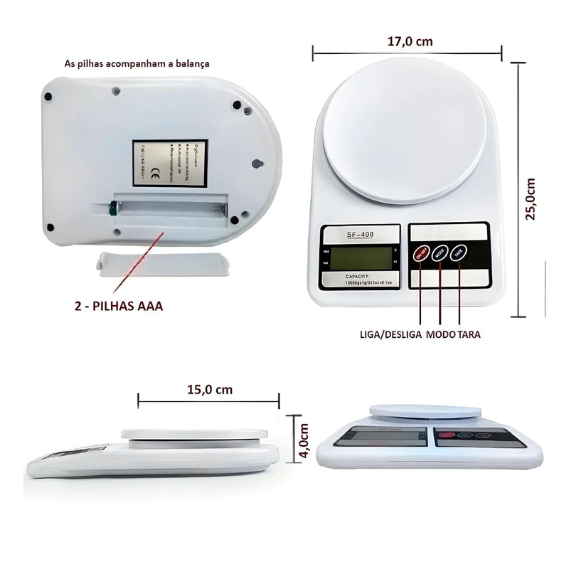 Balança de Cozinha Digital com Alta Precisão até 10 kg