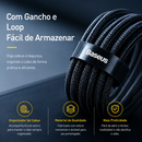 Cabo Baseus USB-C 60W/100W PD Carregamento Rápido 2 Metros - iPhone 17 16, MacBook, Samsung, Xiaomi