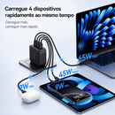 Carregador Baseus 140W GaN PD USB-C Carga Rápida para MacBook, Tablet e Celular