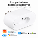 Tomada Inteligente Wi-Fi Tuya Padrão Brasileiro, Compatível com Google Home e Alexa, com Monitor de Energia