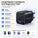Carregador Baseus 45W GaN para iPhone 17 16 15 Pro Max Samsung Galaxy - Carregador Rápido USB-C Portátil PD