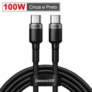 Cabo Baseus USB-C 60W/100W PD Carregamento Rápido 2 Metros - iPhone 17 16, MacBook, Samsung, Xiaomi