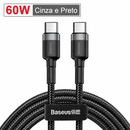 Cabo Baseus USB-C 60W/100W PD Carregamento Rápido 2 Metros - iPhone 17 16, MacBook, Samsung, Xiaomi